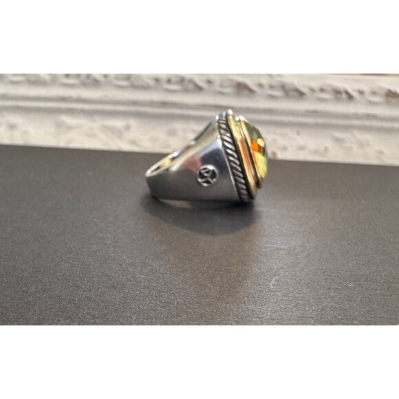 David Yurman 18k Gold 925 Sterling Lemon Citrine Albion Cocktail Ring Size 6.5 - Picture 3 of 9